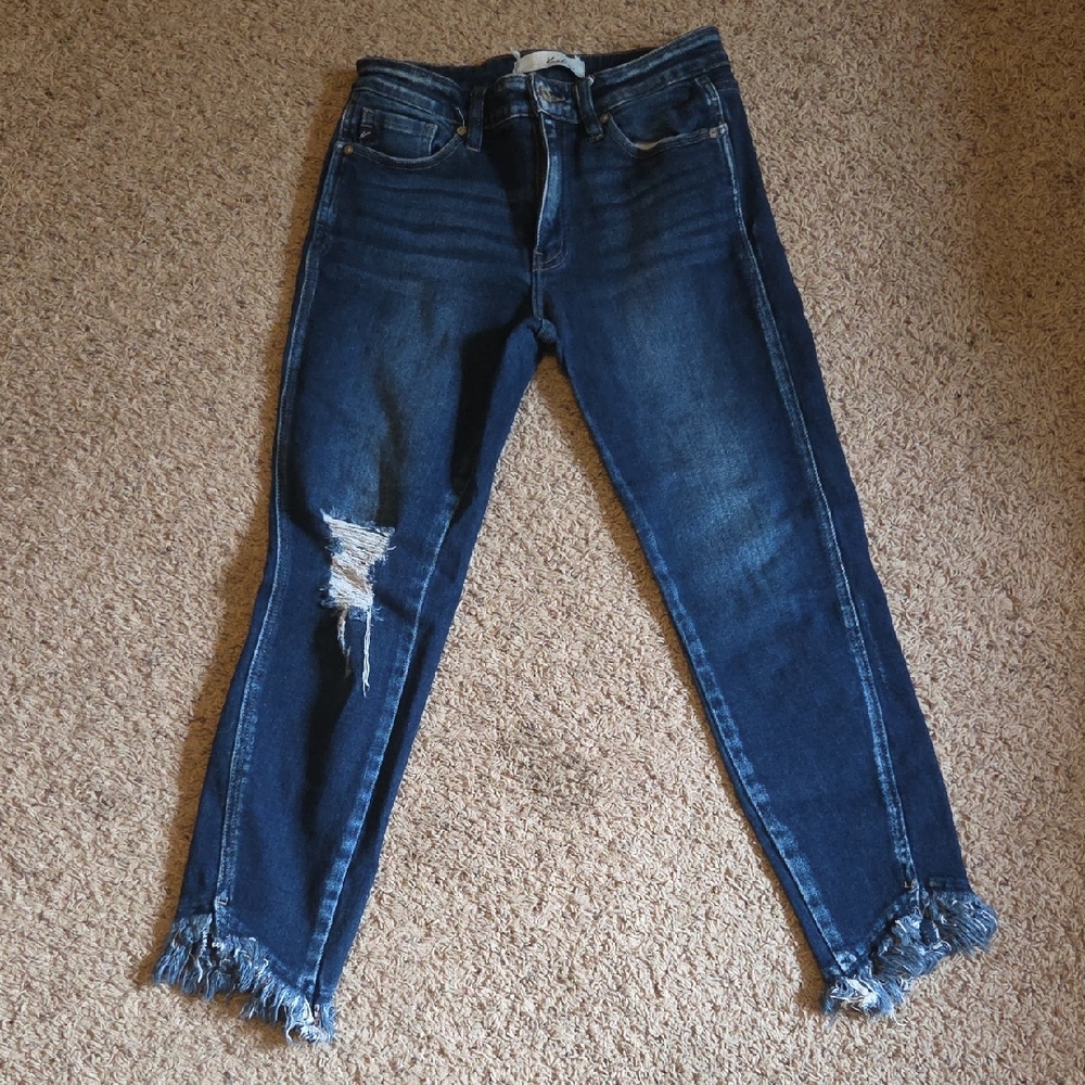 KanCan Dark Blue Distressed Ankle Jeans
